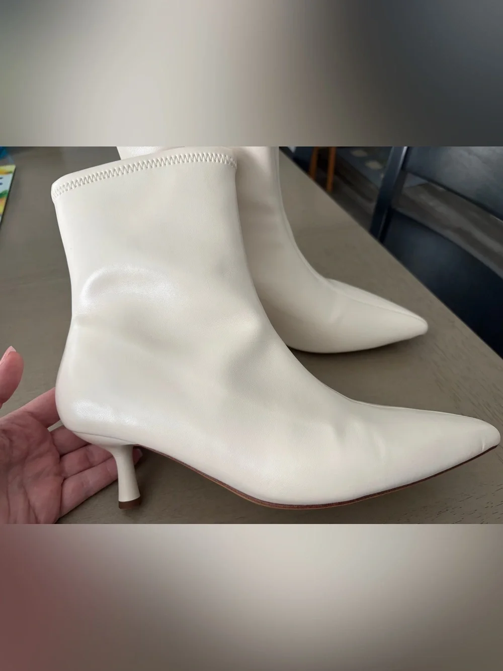 A New Day Off White Heeled Ankle Boots
